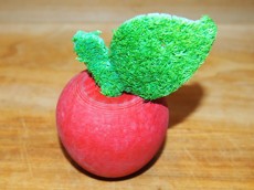 Jablko ze dřeva s lufou - 5,5 × 9 cm